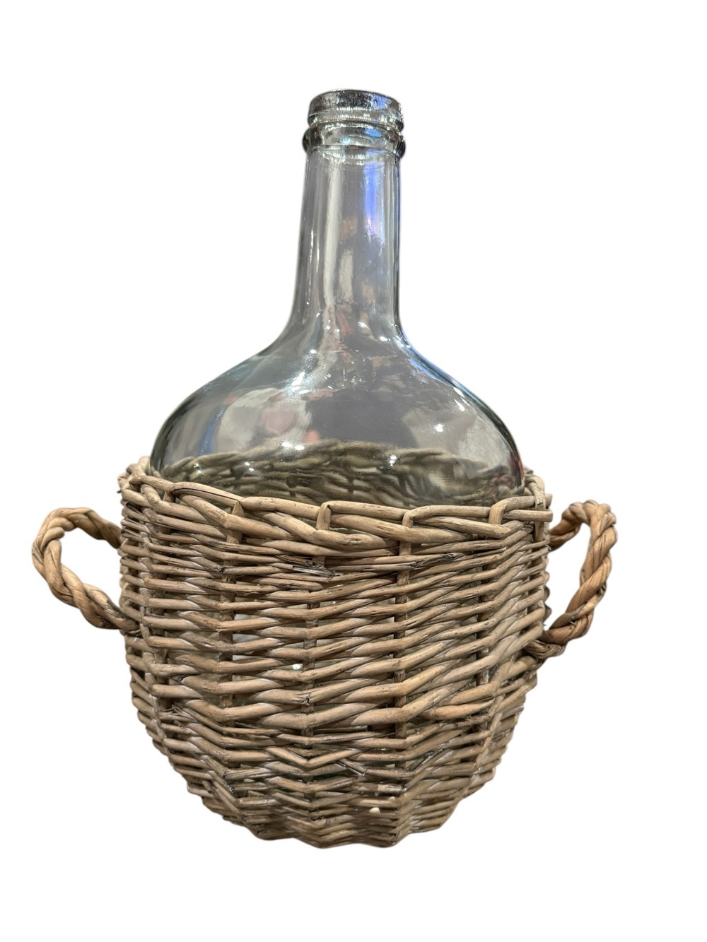 Glass Demijohn Bottle with Woven Natural Rattan Basket